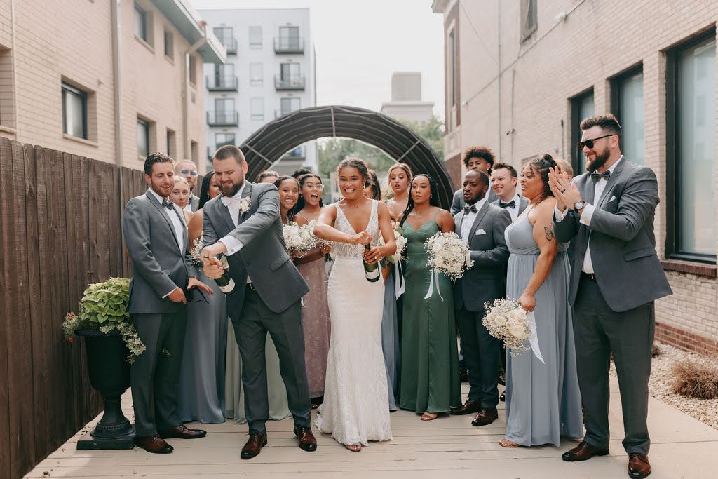 Bride & Groom Opening Champagne